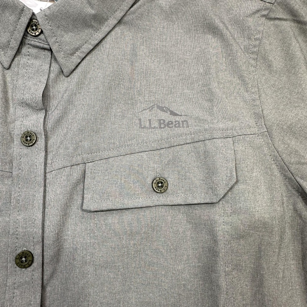 LL Bean Shirt Women XL Deep Olive NFZ Long Sleeve Button Outdoor Hiking Pockets - Picture 5 of 16